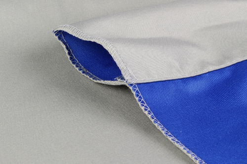 Zware kwaliteit achtergrond doek voor studiofotografie. Tweezijdig: blauw en grijs.