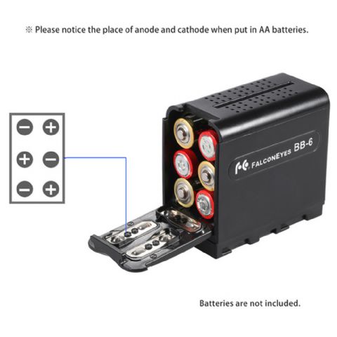 Biedt plaats aan 6 AA-batterijen, waarmee de houder een reserve accu vormt.