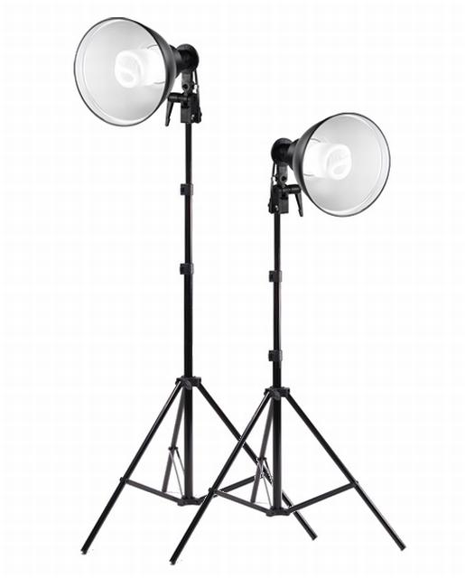 Voordelige continulicht set met 2x 40W (200W) lampen, reflectoren en statieven