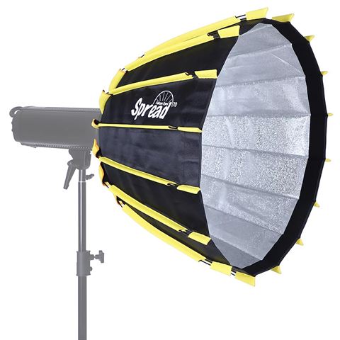 Diameter 70cm, diepte 55cm. Snel in- en uitklapbaar. Heavy duty model. Met Linkstar/Bowens S-bajonet aansluiting.