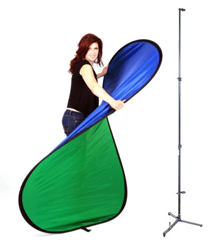 Opvouwbare greenscreen / bluescreen achtergrond (148 x 200 cm) met standaard