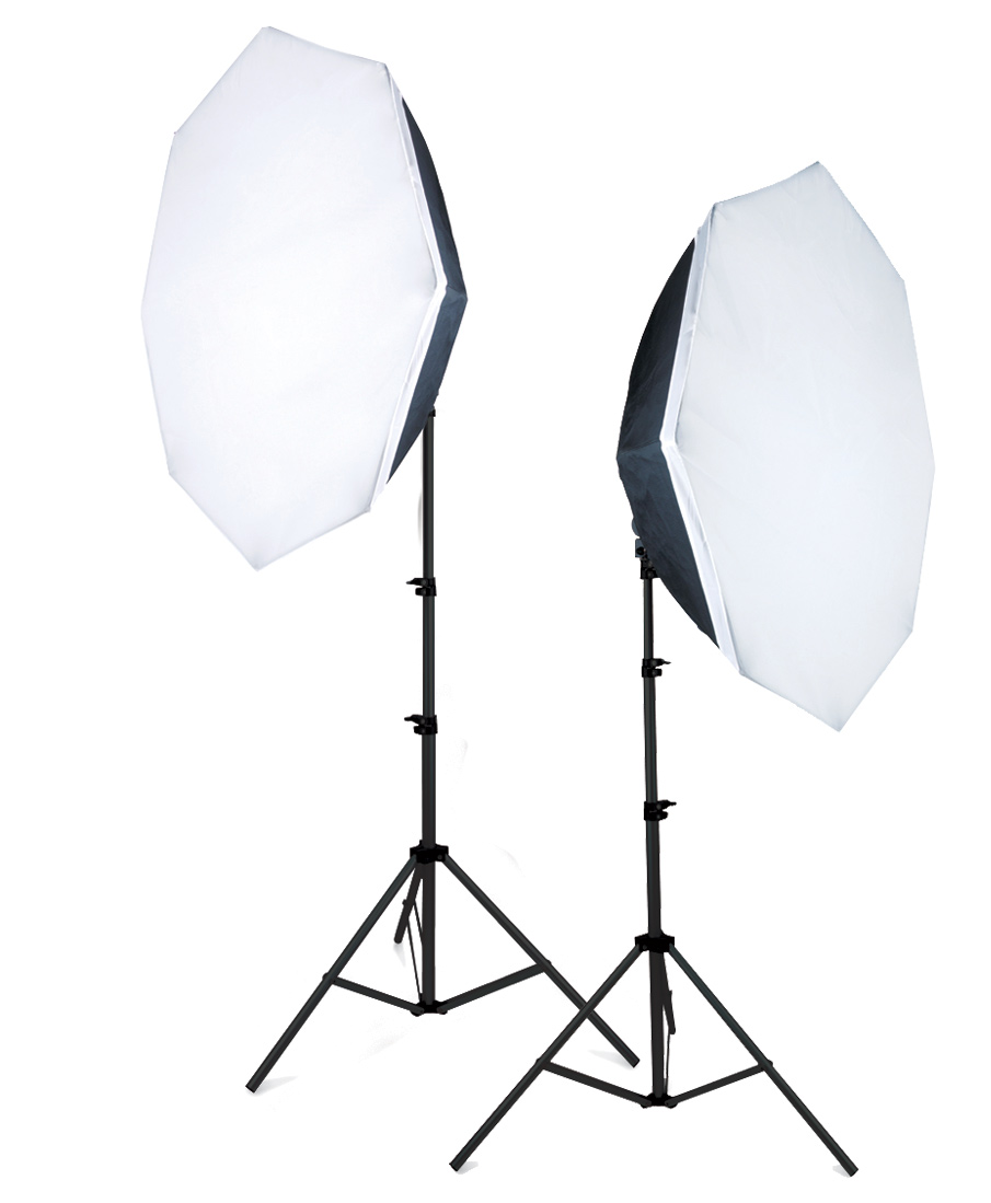 2x daglichtlamp met elk 4x55W, 2x statief en 2x achthoekige softbox