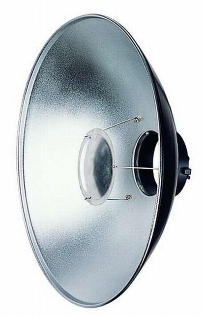 Beauty dish voor grote lichtspreiding. Past standaard op flitsers met een Falcon Eyes bajonet.