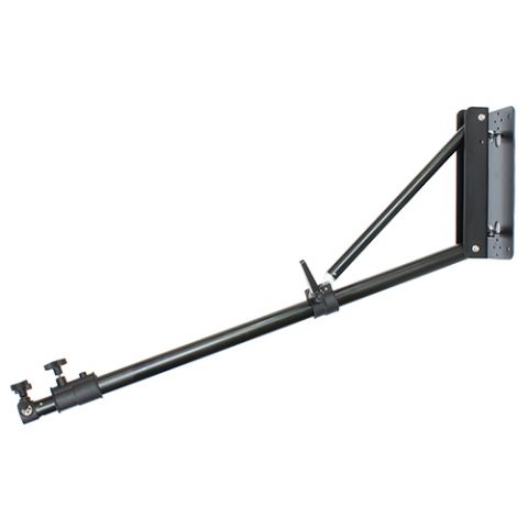 Stevige muur-/plafond boomarm, compatible met alle gangbare studioverlichting. Lengte instelbaar van 98 tot 169 cm.