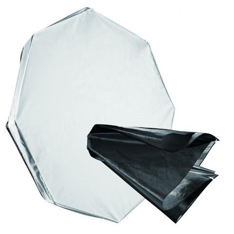 Diameter 110 cm. Snel in- en uitklapbaar door een innovatief paraplu-systeem. Past standaard op flitsers met een Linkstar/Bowens bajonet.