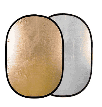 Opvouwbaar ovaal reflectiescherm met 2 kleuren: goud en zilver