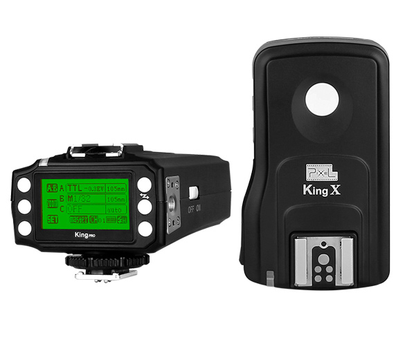 Uitgebreide triggerset met TTL ondersteuning voor cameraflitsers. Flitsers in groepen instelbaar via cameramenu. Met LCD-display.