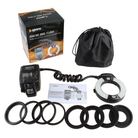 K&F CONCEPT TTL Macroflits ringflitser ringlamp flitser compatibel met Nikon DSLR GN 14 met AF-hulplicht adapterringen